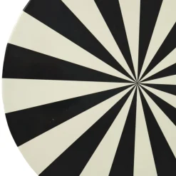 Xenos Bijzettafels-Bijzettafel stripes - beige/zwart - ø40x45 cm