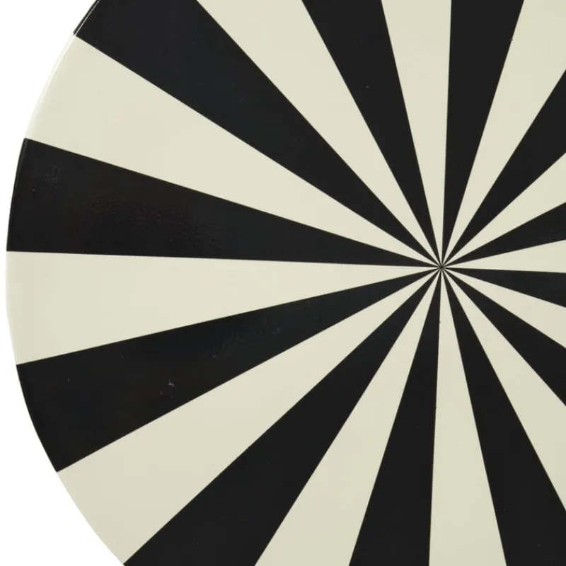 Xenos Bijzettafels-Bijzettafel stripes - beige/zwart - ø40x45 cm