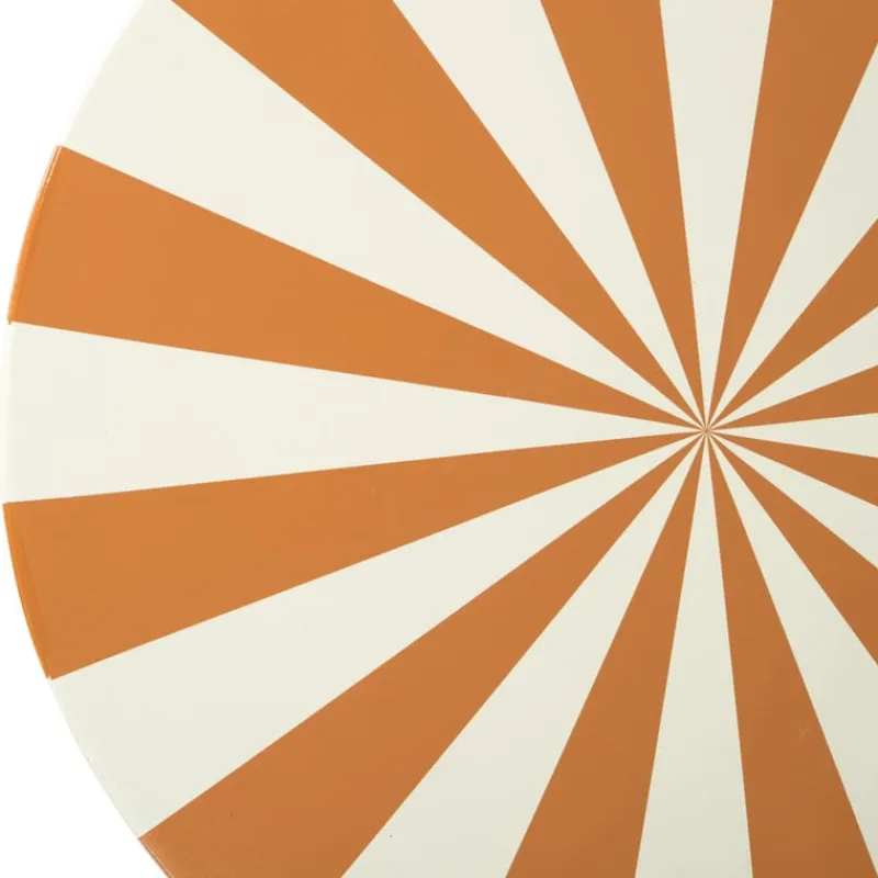 Xenos Bijzettafels-Bijzettafel stripes - beige/oranje - ø40x45 cm