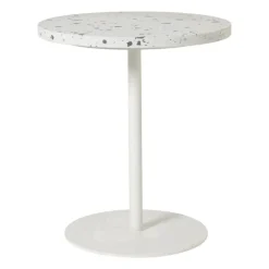 Xenos Bijzettafels-Bijzettafel Terrazzo - wit - ø40x45 cm