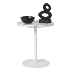 Xenos Bijzettafels-Bijzettafel Terrazzo - wit - ø40x45 cm