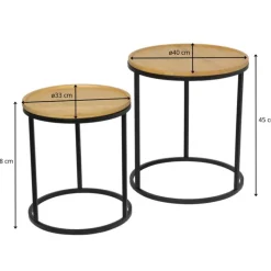 Xenos Salontafels|Bijzettafels-Bijzettafels Bamboe - MDF/metaal - set van 2