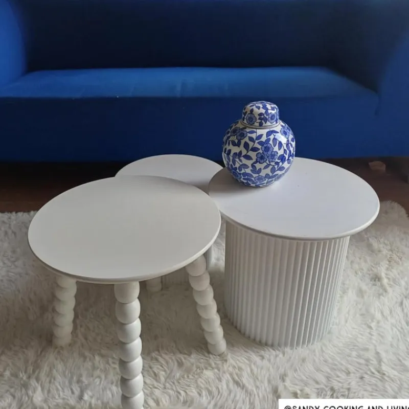 Xenos Bijzettafels-Bijzettafels Oslo - wit - set van 2