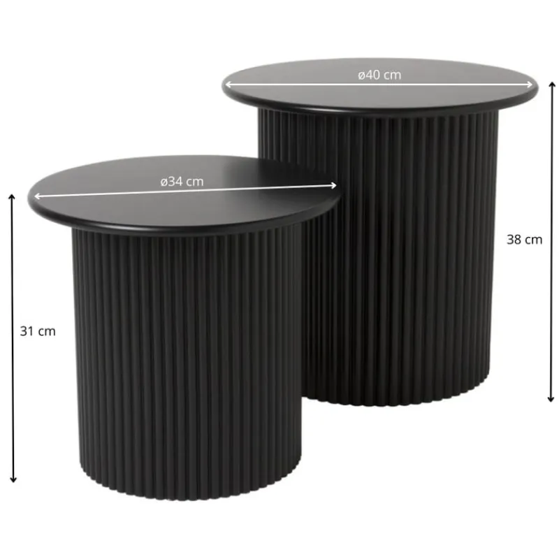 Xenos Bijzettafels-Bijzettafels Oslo - zwart - set van 2