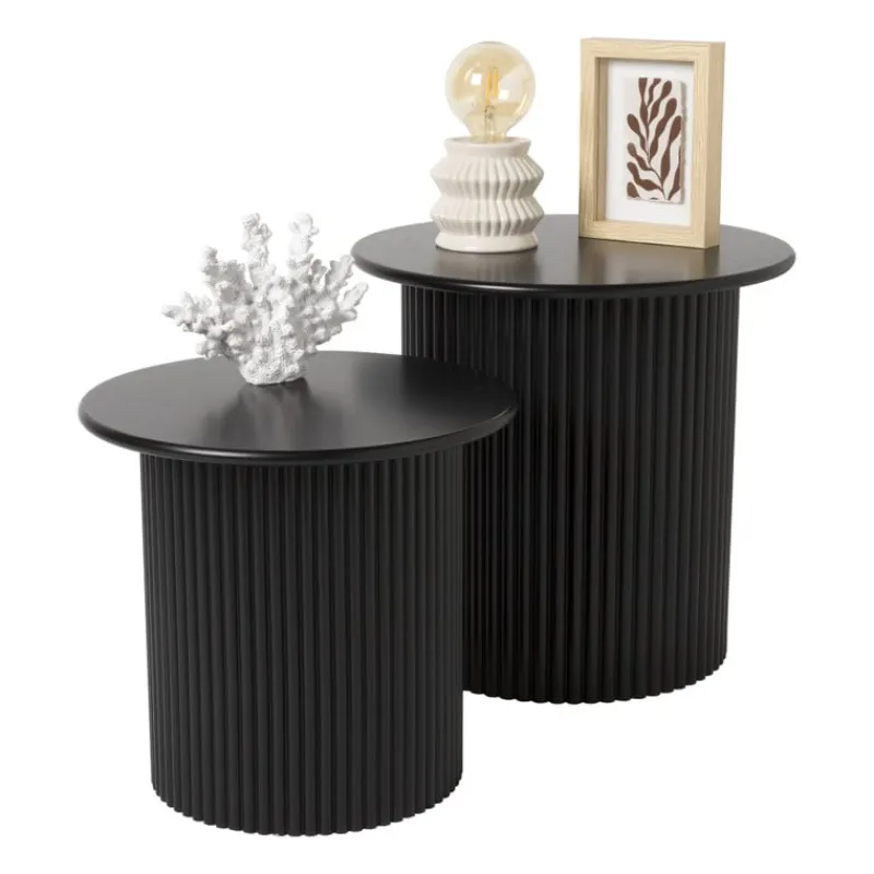 Xenos Bijzettafels-Bijzettafels Oslo - zwart - set van 2
