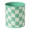 Xenos Bloempotten-Bloempot geblokt groot - groen - ø13x14 cm