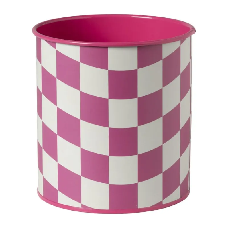 Xenos Bloempotten-Bloempot geblokt groot - roze - ø13x14 cm