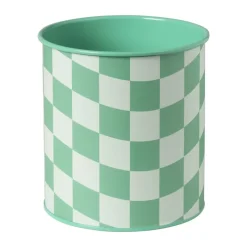 Xenos Bloempotten-Bloempot geblokt klein - groen - ø12x13 cm