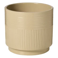 Xenos Bloempotten-Bloempot lijnen - beige - ø19x17 cm