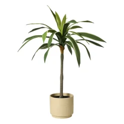 Xenos Bloempotten-Bloempot lijnen - beige - ø19x17 cm