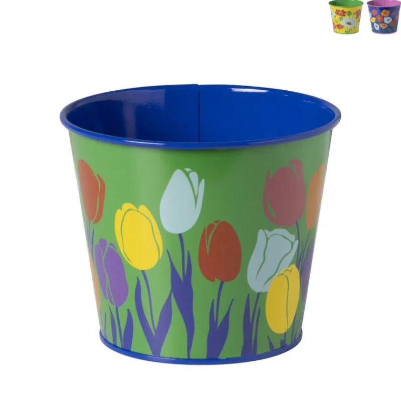 Xenos Bloempotten-Bloempot met bloemetjes - diverse varianten - ø12x10 cm