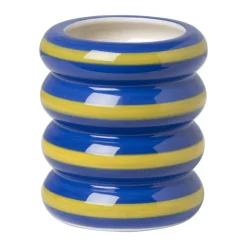 Xenos Bloempotten|Vazen-Bloempot rib groot - blauw/geel - ø9.5x11 cm