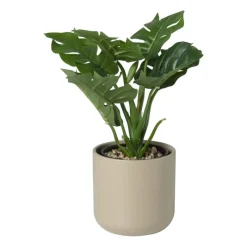Xenos Kerstcadeaus|Bloempotten-Bloempot streep - beige - ø11.5x11 cm