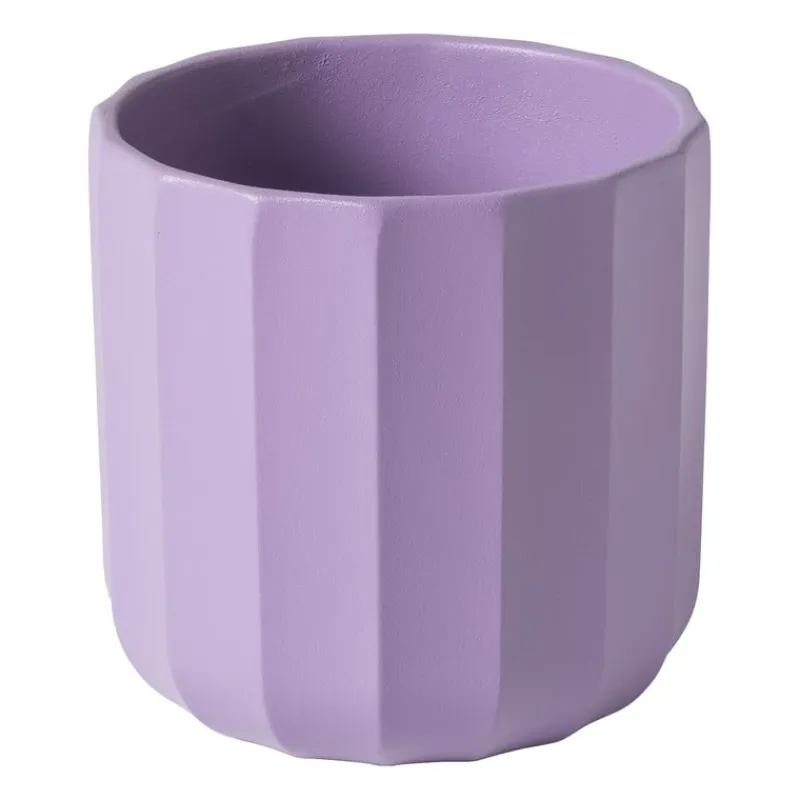Xenos Bloempotten-Bloempot streep - paars - ø11.5x11 cm