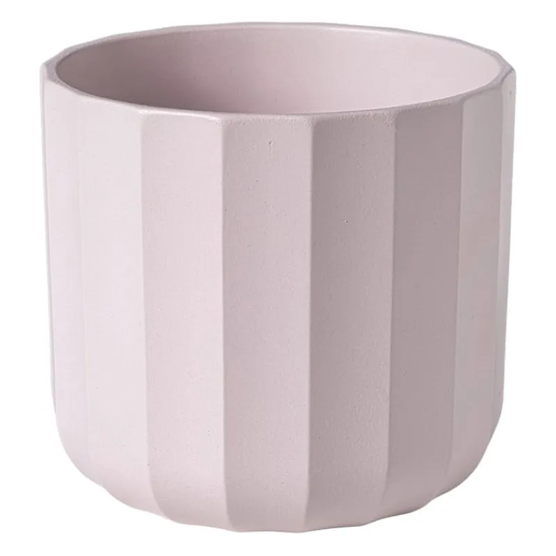 Xenos Bloempotten-Bloempot streep - roze - ø13.5x12.6 cm