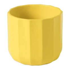 Xenos Bloempotten-Bloempotje streep - geel - ø7x6.5 cm