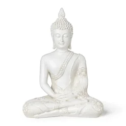 Xenos Boeddha Beelden|Decoratieve Beelden-Boeddha beeld - wit - 27 cm