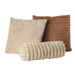 Xenos Kussens-Bolster kussen rib - beige - ø15x45 cm