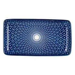 Xenos Sushi Servies|Tapasservies-Bord blue print - diamonds - 20x11 cm