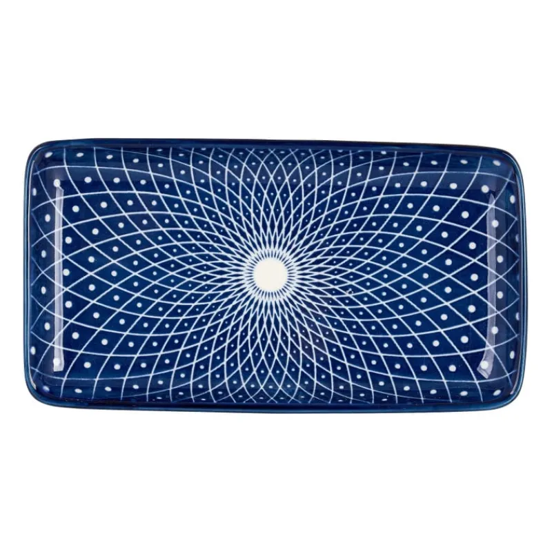 Xenos Sushi Servies|Tapasservies-Bord blue print - diamonds - 20x11 cm
