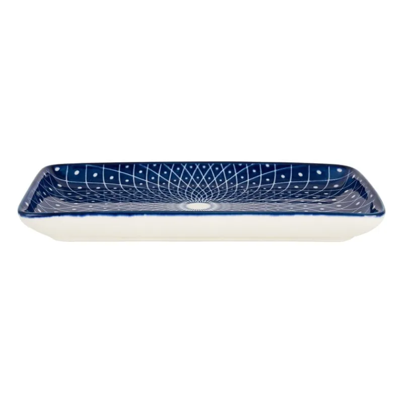 Xenos Sushi Servies|Tapasservies-Bord blue print - diamonds - 20x11 cm