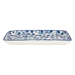 Xenos Sushi Servies|Tapasservies-Bord blue print - flowers - 20x11 cm