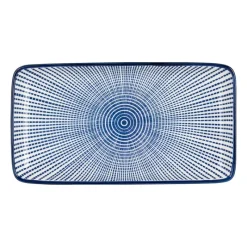 Xenos Sushi Servies|Tapasservies-Bord blue print - stripes - 20x11 cm