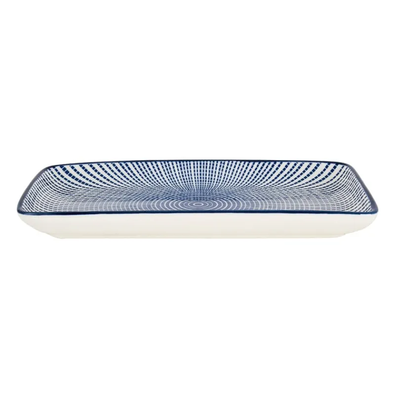 Xenos Sushi Servies|Tapasservies-Bord blue print - stripes - 20x11 cm