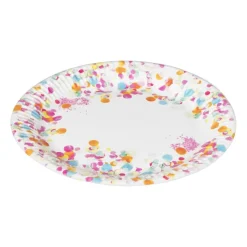 Xenos Wegwerpservies|Kinderfeestjes-Bord Confetti - set van 8 - ø23 cm