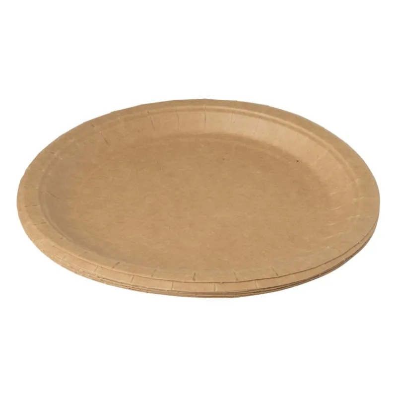 Xenos Wegwerpservies|Buitenservies-Bord kraftpapier - 10 stuks - 18,5 cm