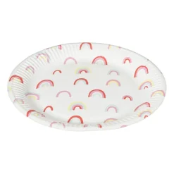 Xenos Wegwerpservies|Kinderfeestjes-Bord Rainbow - set van 8 - ø23 cm
