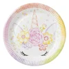 Xenos Wegwerpservies|Kinderfeestjes-Bord Unicorn - set van 8 - ø23 cm