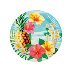 Xenos Wegwerpservies|Kinderfeestjes-Borden tropical - set van 10 - ø23 cm
