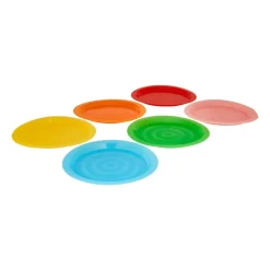 Xenos Buitenservies|Kinderservies-Bordjes - multikleur - kunststof - ø19 cm - set van 6