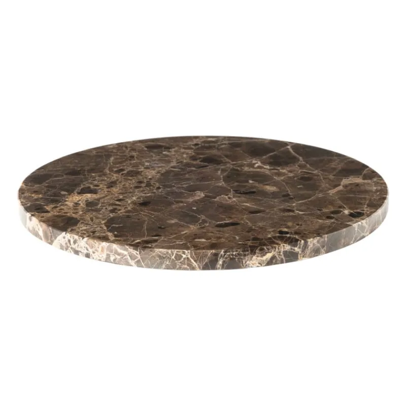 Xenos Borrelplanken-Borrelplank marmer rond - bruin - ø28x1.5 cm