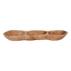 Xenos Borrelplanken|Tapasservies-Borreltrio olijfhout - 39x10x4 cm