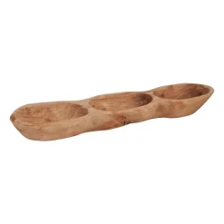 Xenos Borrelplanken|Tapasservies-Borreltrio olijfhout - 39x10x4 cm