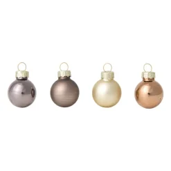 Xenos Kerstballen-Box met kerstballen - bruin - ø2.5 cm - set van 16