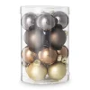Xenos Kerstballen-Box met kerstballen - bruin - ø4 cm - set van 16