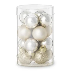 Xenos Kerstballen-Box met kerstballen - goudkleurig - ø2.5 cm- set van 16