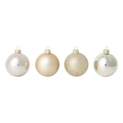 Xenos Kerstballen-Box met kerstballen - goudkleurig - ø7 cm - set van 8