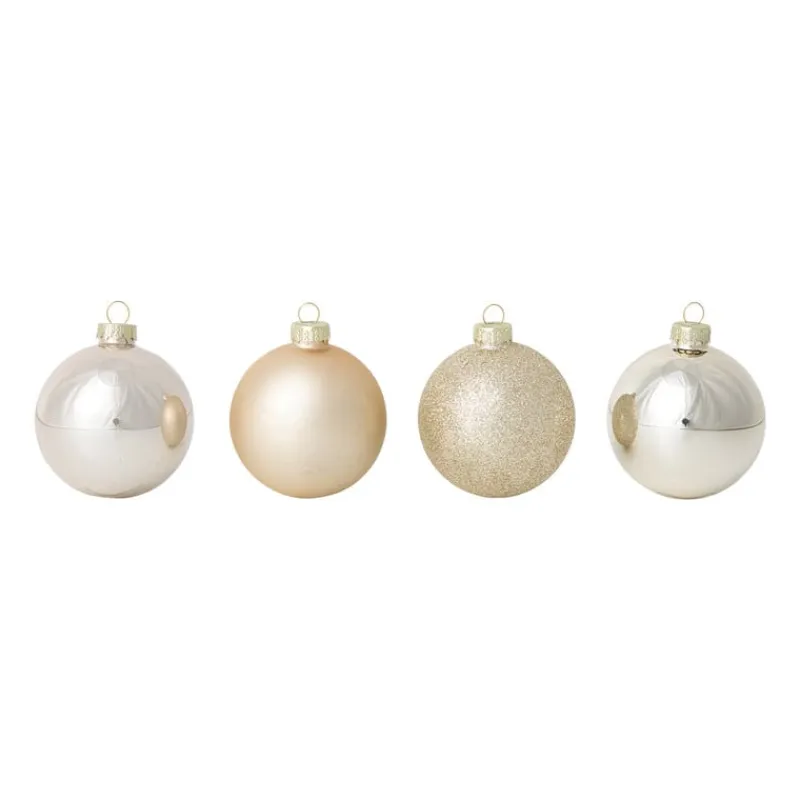 Xenos Kerstballen-Box met kerstballen - goudkleurig - ø7 cm - set van 8