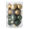 Xenos Kerstballen-Box met kerstballen - groen - ø4cm - set van 16