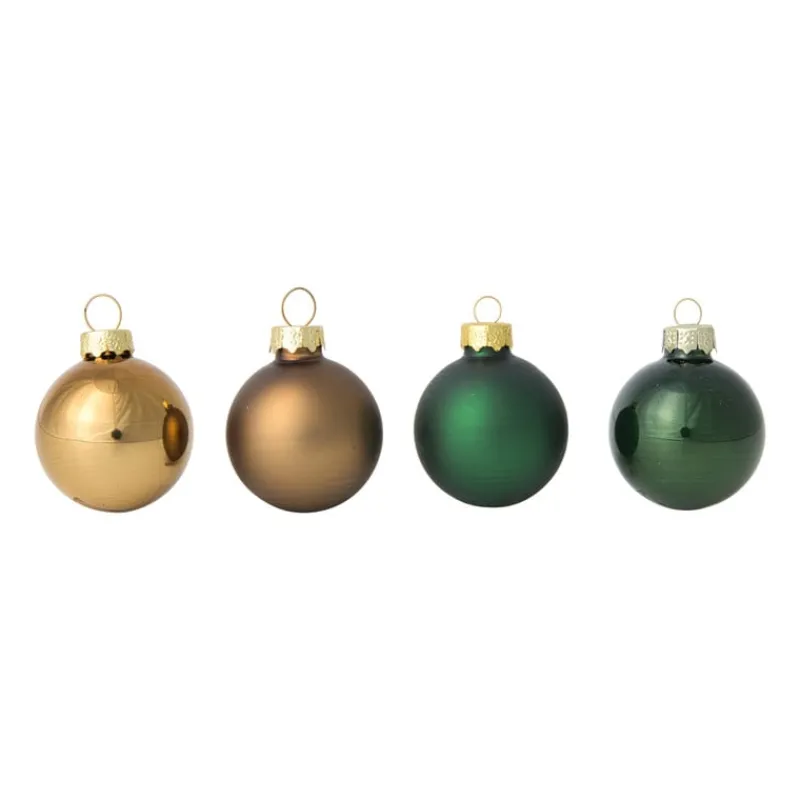Xenos Kerstballen-Box met kerstballen - groen - ø4cm - set van 16