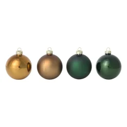 Xenos Kerstballen-Box met kerstballen - groen - ø7 cm - set van 8