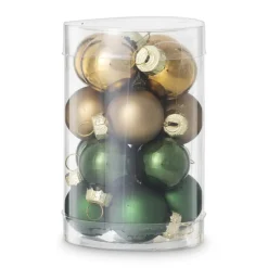 Xenos Kerstballen-Box met kerstballen - groen - ø2.5 cm - set van 16