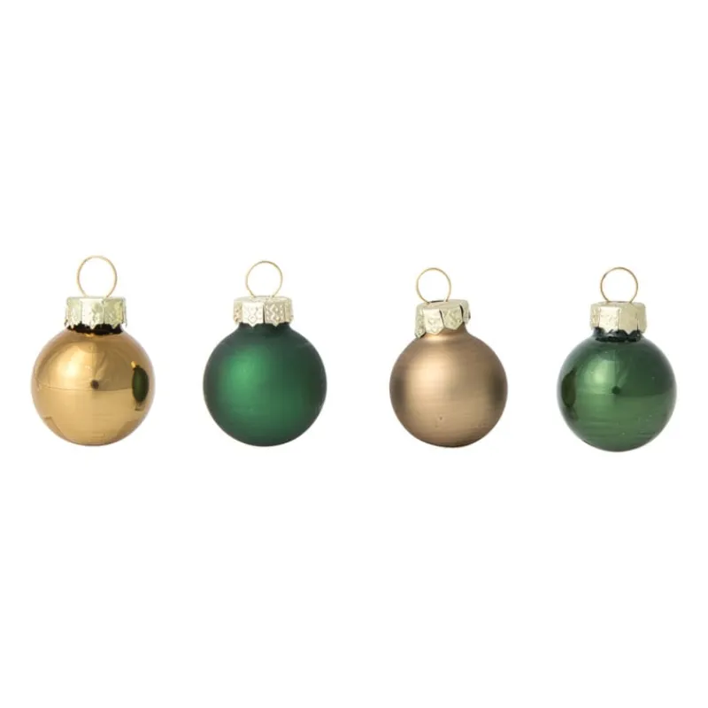 Xenos Kerstballen-Box met kerstballen - groen - ø2.5 cm - set van 16