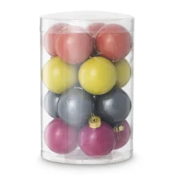 Xenos Kerstballen-Box met kerstballen - multikleur - ø4 cm - set van 16