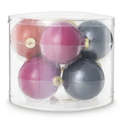 Xenos Kerstballen-Box met kerstballen - multikleur - ø7 cm - set van 8
