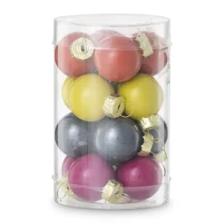 Xenos Kerstballen-Box met kerstballen - multikleur - ø2.5 cm - set van 16